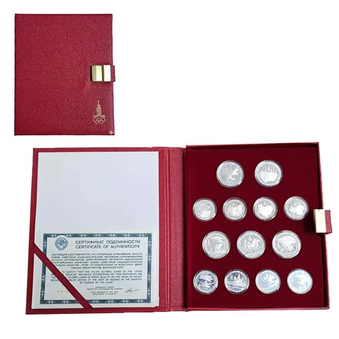 20.25 oz Russia 1980 Olympics Proof Silver 28-Coin Set (w/Box & COA)