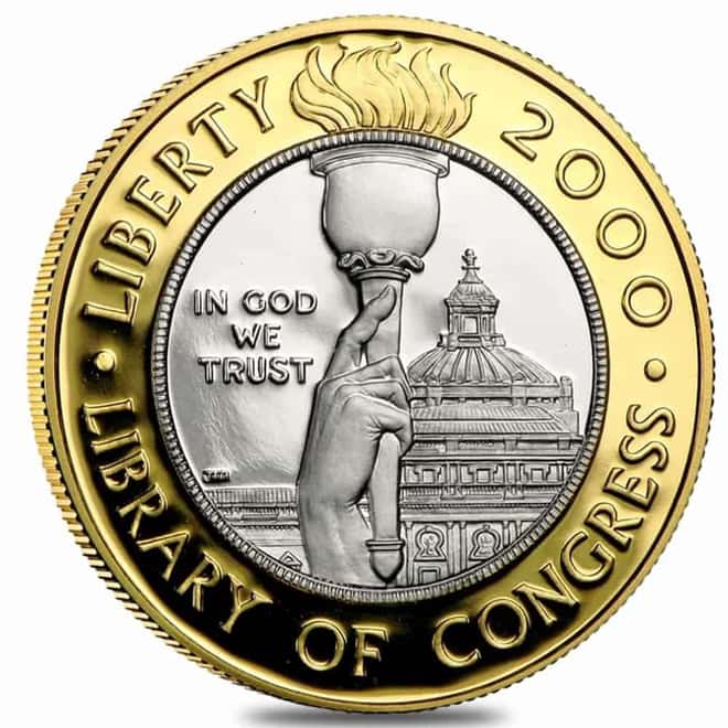 2000-W Gold/Platinum $10 Commemorative Library of Congress BU/Proof