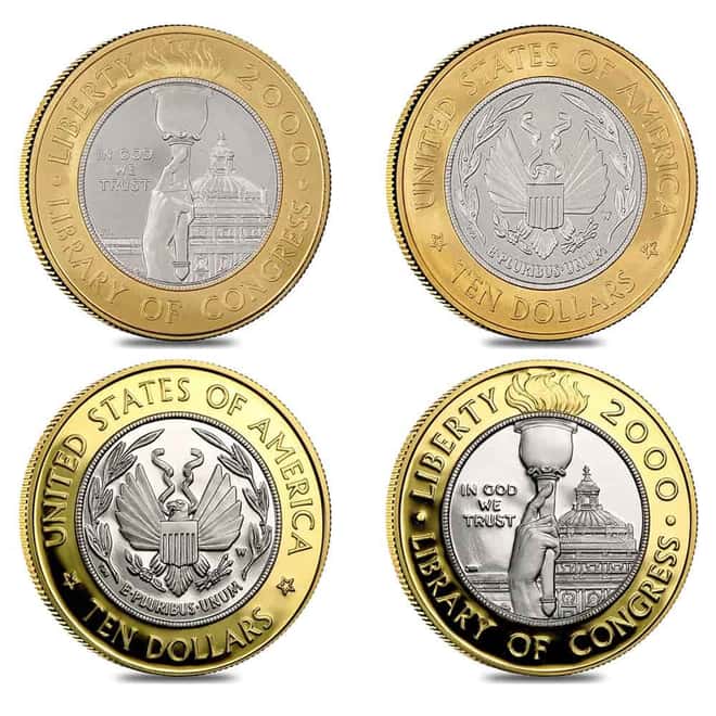 2000-W Gold/Platinum $10 Commemorative Library of Congress BU/Proof