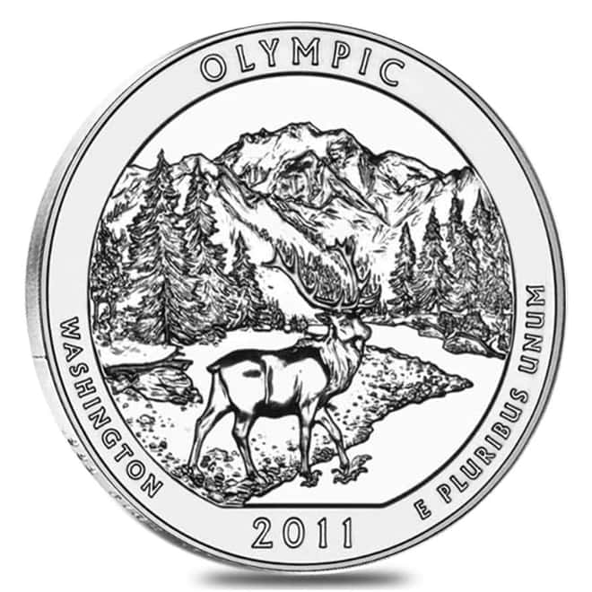2011-P 5 oz Silver America the Beautiful ATB Washington Olympic National Park Unc Coin (w/Box & COA)