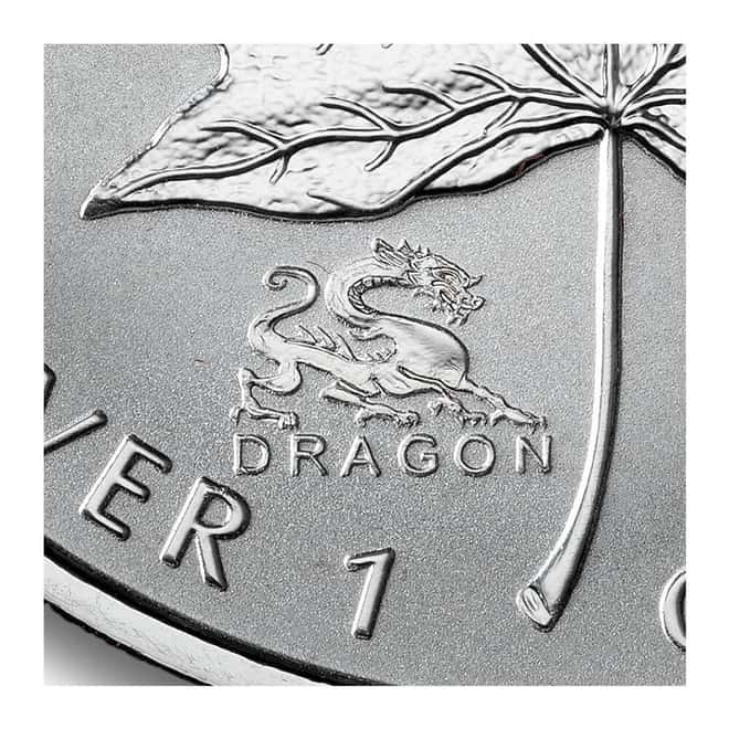 2000 1 oz Canadian Silver Maple Leaf Lunar Dragon Privy Reverse Proof Coin