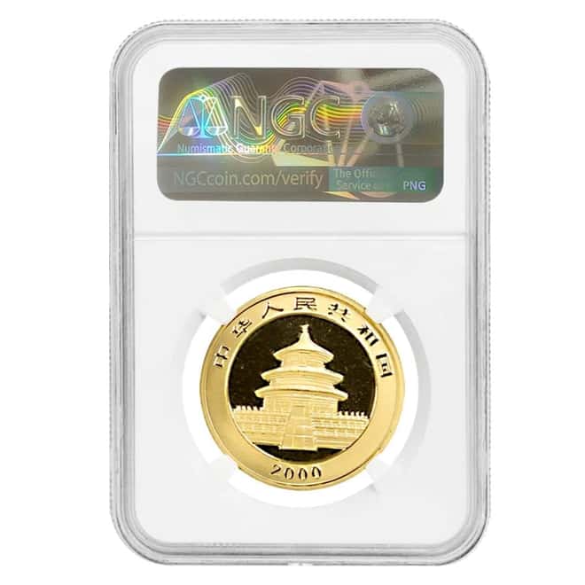2000 1 oz Chinese Gold Panda 100 Yuan Frosted Ring NGC MS 68