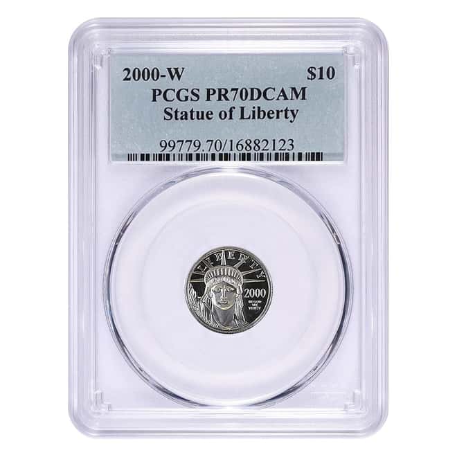 2000 W 1/10 oz $10 Platinum American Eagle Proof Coin PCGS PF 70 DCAM