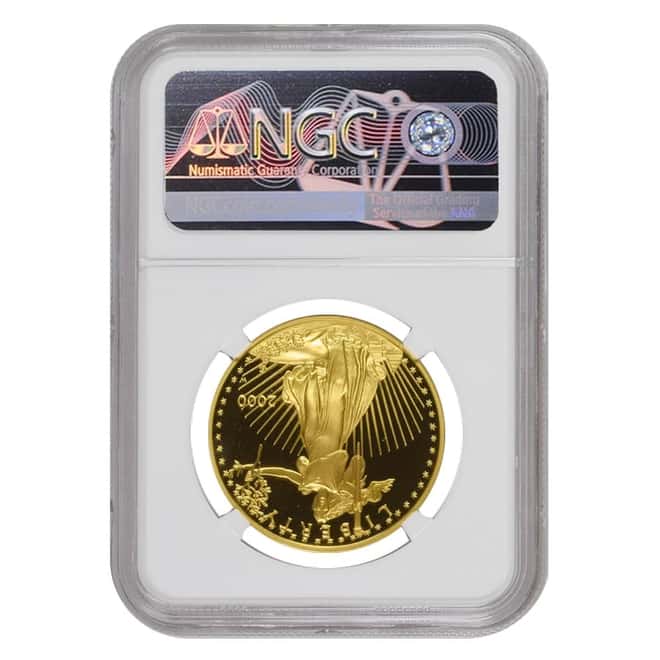 2000 W 1 oz $50 Proof Gold American Eagle NGC PF 69 UCAM Mint Error (Rev Struck Thru)
