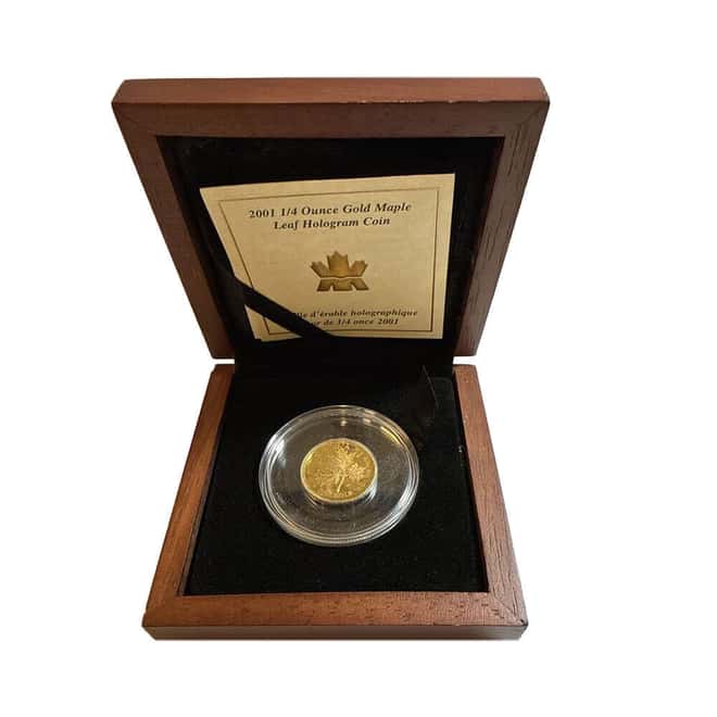2001 1/4 oz Canadian Gold Maple Leaf $10 Hologram Coin