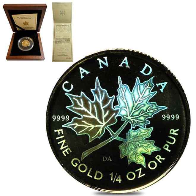 2001 1/4 oz Canadian Gold Maple Leaf $10 Hologram Coin
