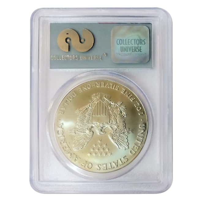 2001 1 oz Silver American Eagle $1 Coin PCGS Gem Unc 9-11-01 WTC Ground Zero Label (w/Box)