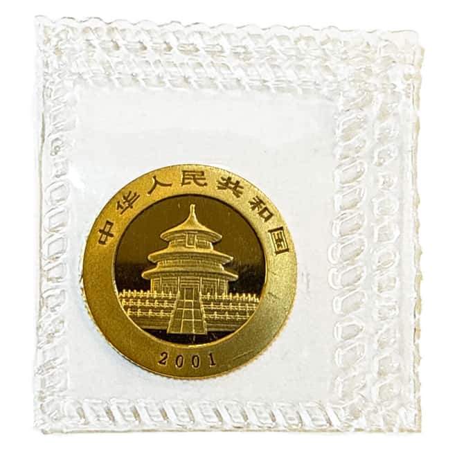 2001 1/10 oz Chinese Gold Panda 50 Yuan .999 Fine BU (Sealed)