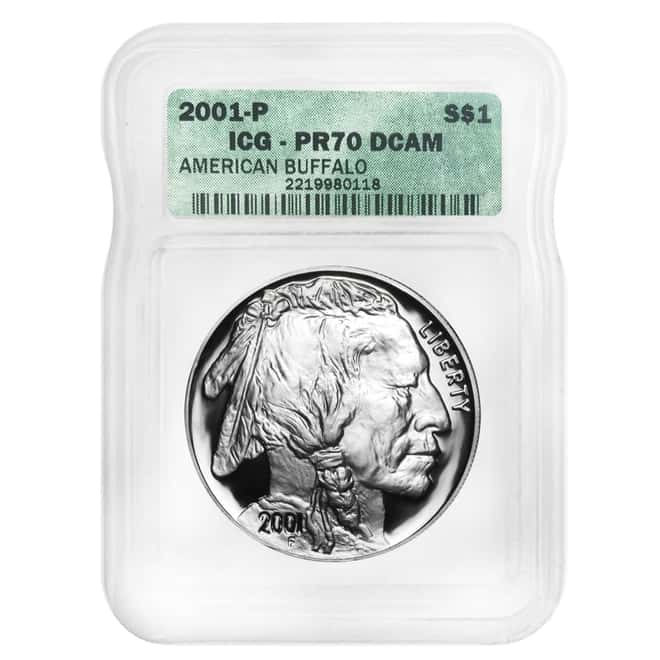 2001-P Proof Silver American Buffalo $1 Coin ICG PF 70 DCAM