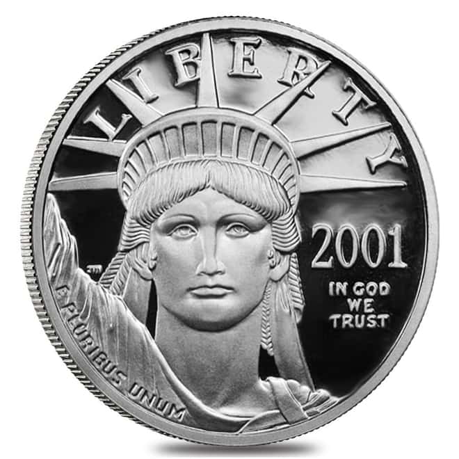 2001 W 1/4 oz $25 Platinum American Eagle Proof Coin (w/Box & COA)