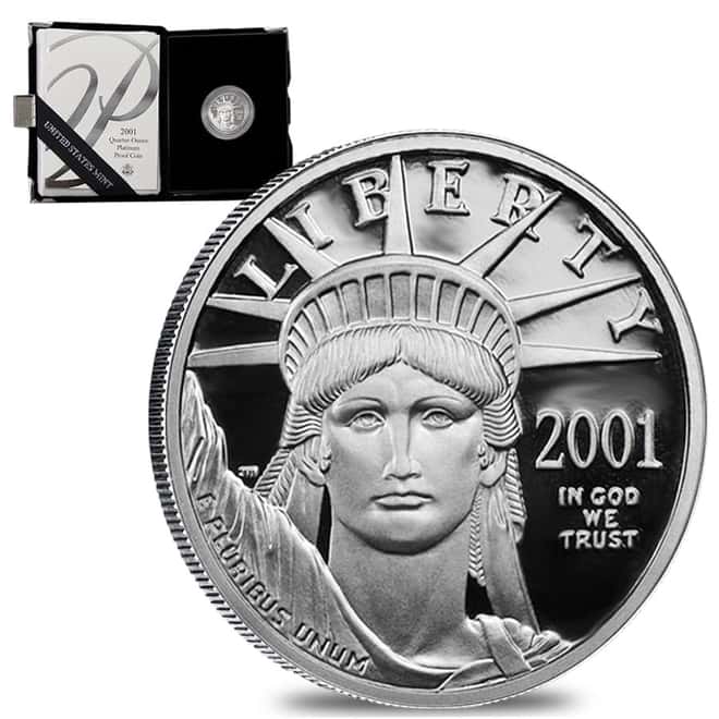 2001 W 1/4 oz $25 Platinum American Eagle Proof Coin (w/Box & COA)