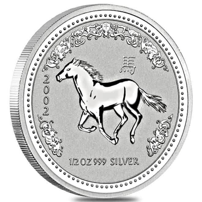2002 1/2 oz Silver Lunar Year of The Horse BU Australian Perth Mint