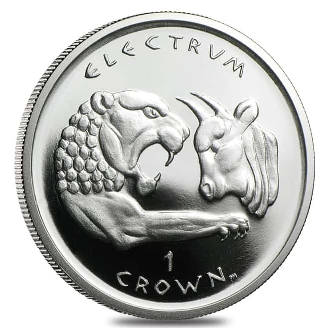 2002 1 oz Gold/Silver Gibraltar Electrum 1 Crown Proof Bimetal Coin (w/Box)