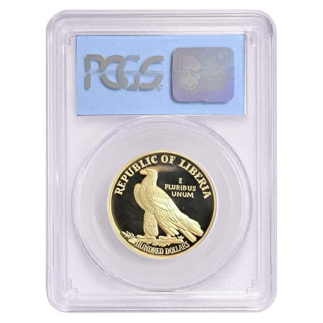 2002 1 oz Liberia Proof Liberty 100 Dollars Type 3 Gold Coin PCGS PF 69 DCAM
