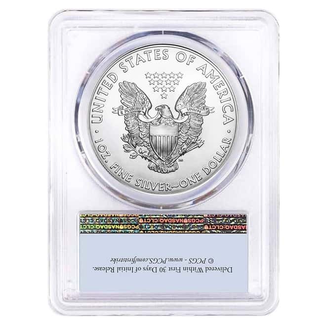 2002 1 oz Silver American Eagle PCGS MS 70 FS