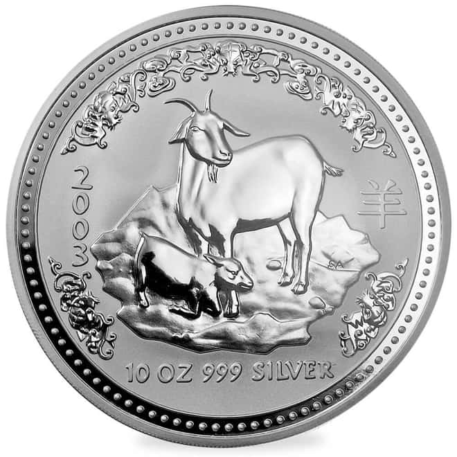 2003 10 oz Silver Lunar Goat BU Australian Perth Mint