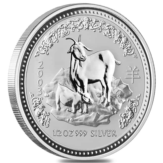 2003 1/2 oz Silver Lunar Year of The Goat BU Australian Perth Mint