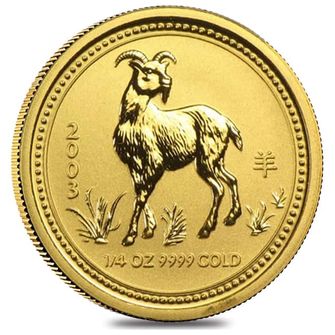 2003 1/4 oz Gold Lunar Year of The Goat BU Australia Perth Mint (Series I)