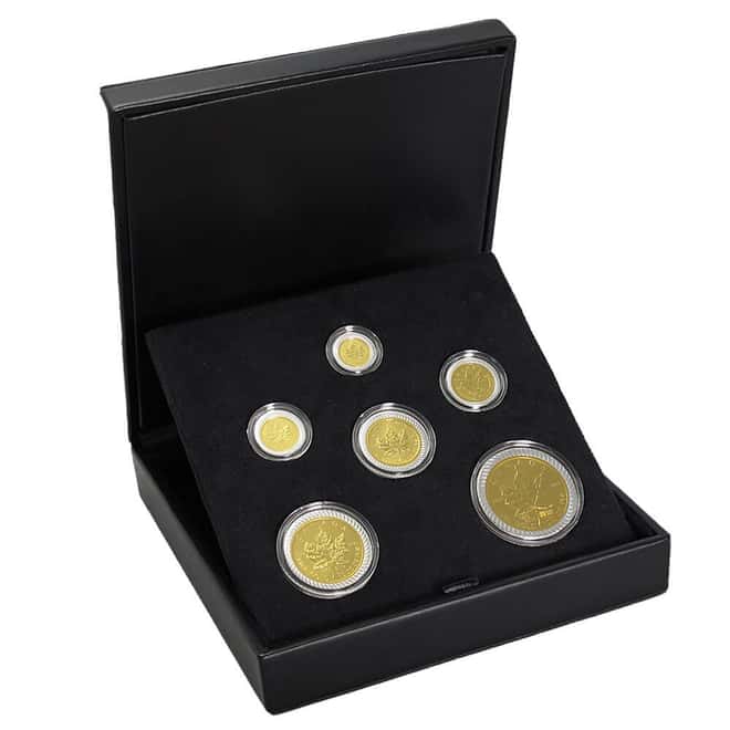 2004 Canada 1.94 oz Gold / Silver Maple Leaf 25th Ann. Bi-Metallic 6-Coin Set (w/Box & COA)