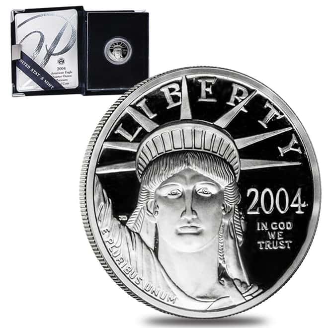 2004 W 1/4 oz $25 Platinum American Eagle Proof Coin (w/Box & COA)