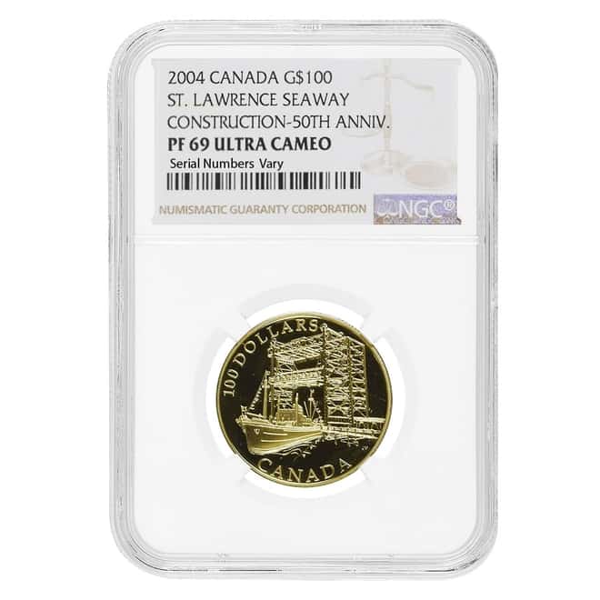 2004 Canada Saint Lawrence Seaway $100 Proof Gold Coin NGC PF 69 UCAM (AGW .225 oz)