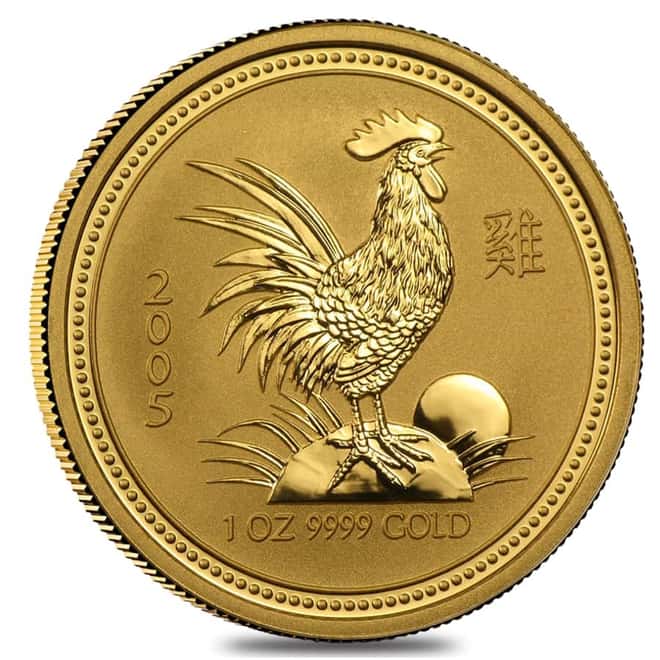 2005 1 oz Gold Lunar Year of The Rooster BU Australia Perth Mint (Series I)