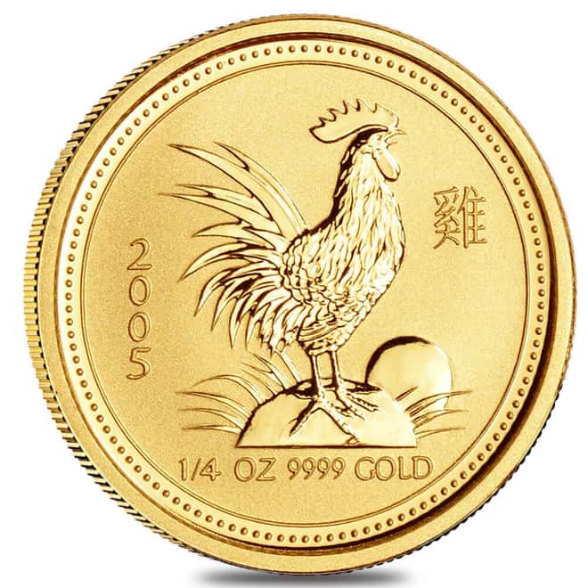 2005 1/4 oz Gold Lunar Rooster BU Australian Perth Mint