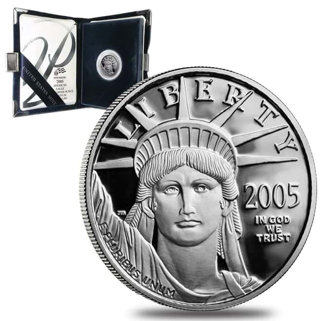 2005 W 1/4 oz $25 Platinum American Eagle Proof Coin (w/Box & COA)
