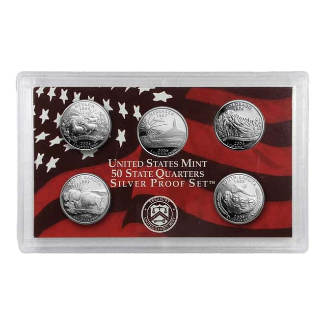 2006-S US Mint 50 State Quarters Proof Silver 5-Coin Set (w/Box & COA)