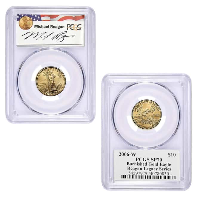 2006-W 1.85 oz Burnished Gold American Eagle 4-Coin Set PCGS SP 70 (Michael Reagan)