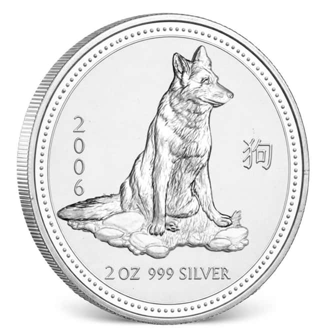 2006 2 oz Silver Lunar Dog BU Australian Perth Mint (Series I)