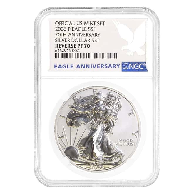 2006 P 1 oz Reverse Proof Silver American Eagle NGC PF 70 - 20th Anniversary
