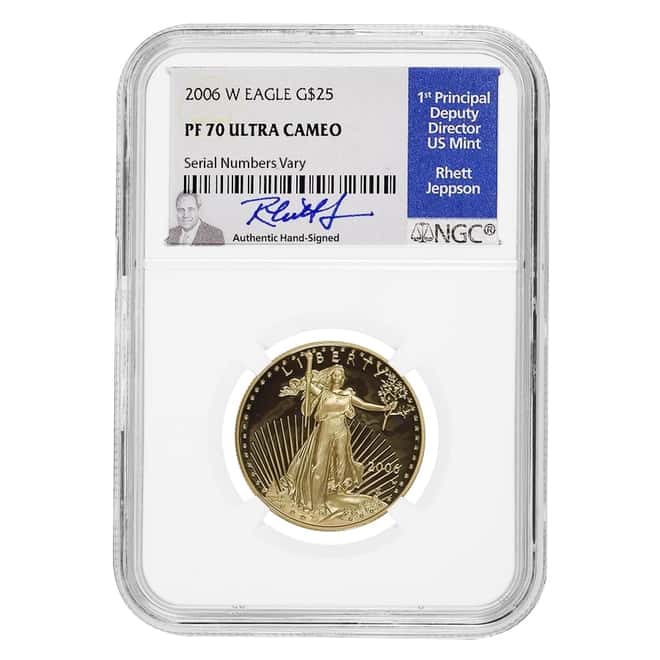 2006 W 1/2 oz $25 Proof Gold American Eagle NGC PF 70 UCAM (Rhett Jeppson Sign)