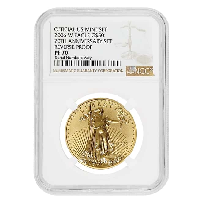 2006 W 1 oz $50 Reverse Proof Gold American Eagle NGC PF 70