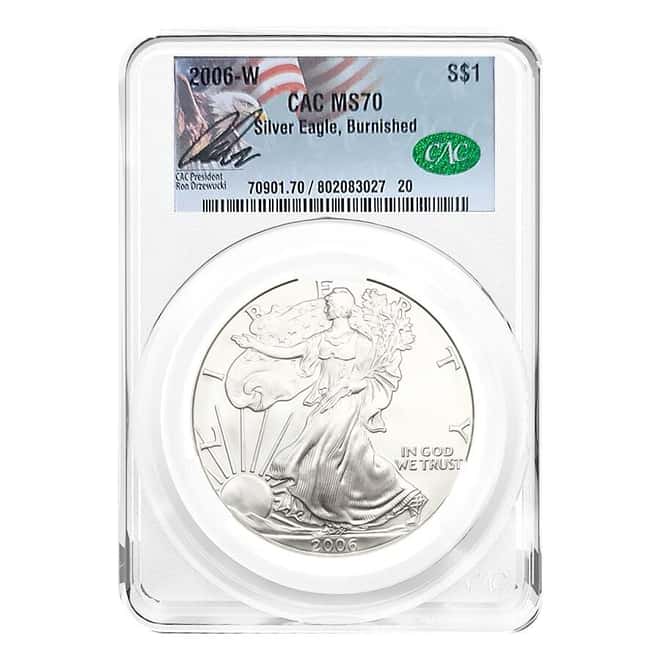2006-W 1 oz Burnished Silver American Eagle CAC MS 70