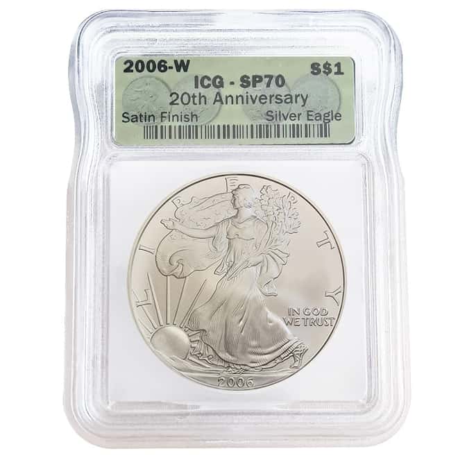 2006-W 1 oz Burnished Silver American Eagle ICG SP 70