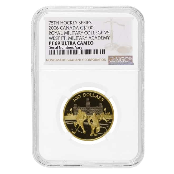 2006 Canada 75th Hockey Series $100 Colorized Proof Gold Coin NGC PF 69 UCAM (AGW .225 oz)