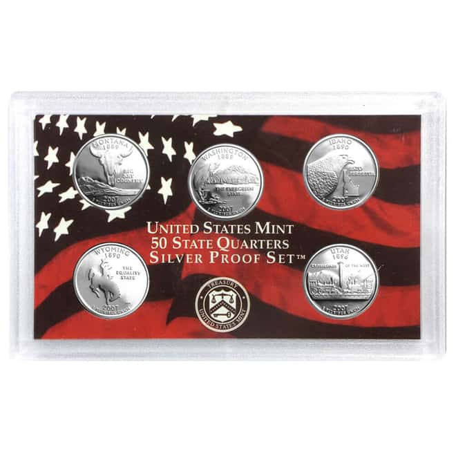 2007-S US Mint 50 State Quarters Proof Silver 5-Coin Set (w/Box & COA)
