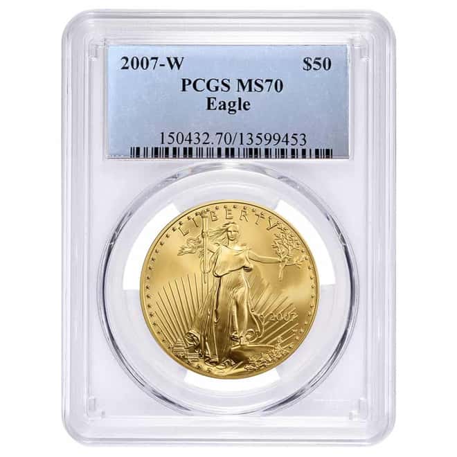 2007-W 1 oz $50 Burnished Gold American Eagle PCGS MS 70
