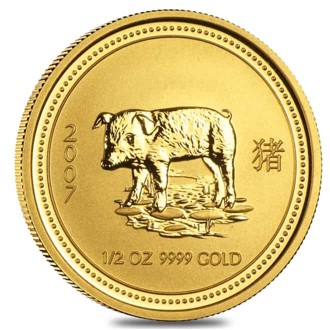 2007 1/2 oz Gold Lunar Year of the Pig Bu Australia Perth Mint In Cap (Series I)