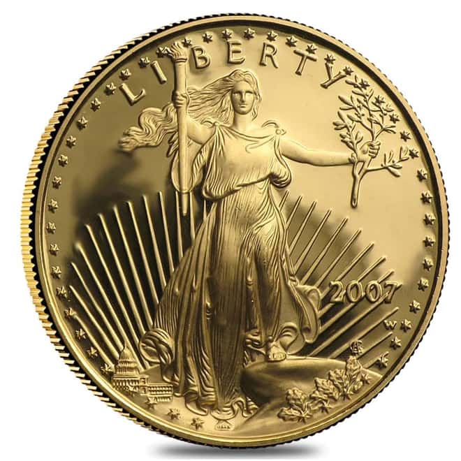2007 W 1/2 oz $25 Proof Gold American Eagle (w/Box & COA)