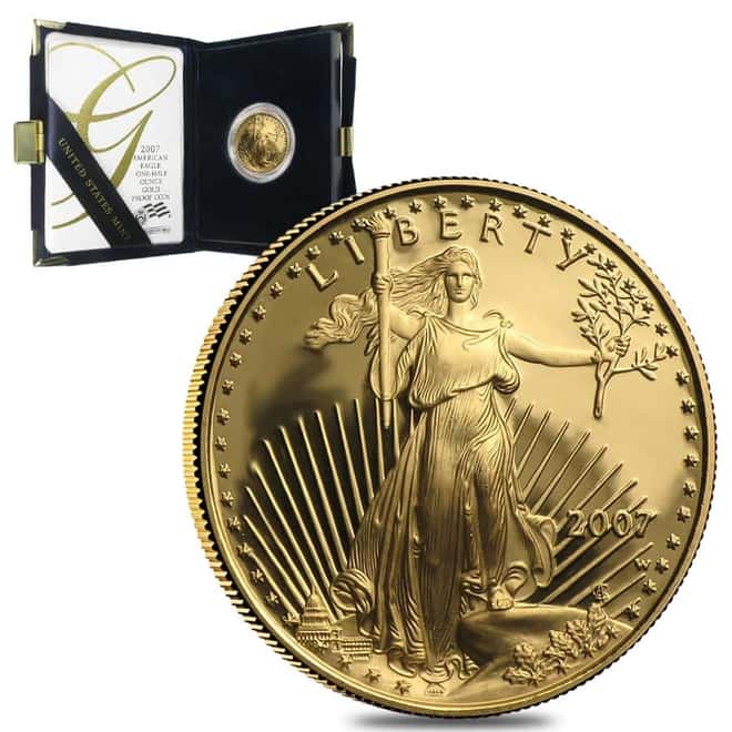 2007 W 1/2 oz $25 Proof Gold American Eagle (w/Box & COA)