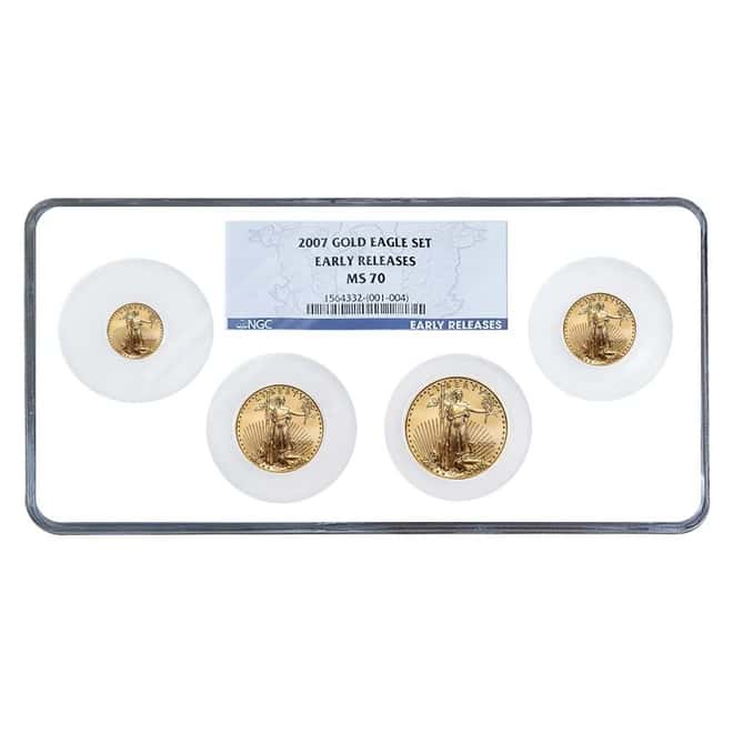 2007 1.85 oz Gold American Eagle 4-Coin Set NGC MS 70 ER Multi Holder