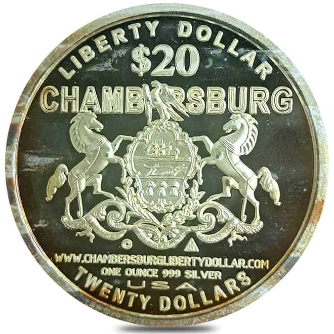 2007 1 oz NORFED Liberty Chambersburg Liberty Dollar Silver Round .999 Fine