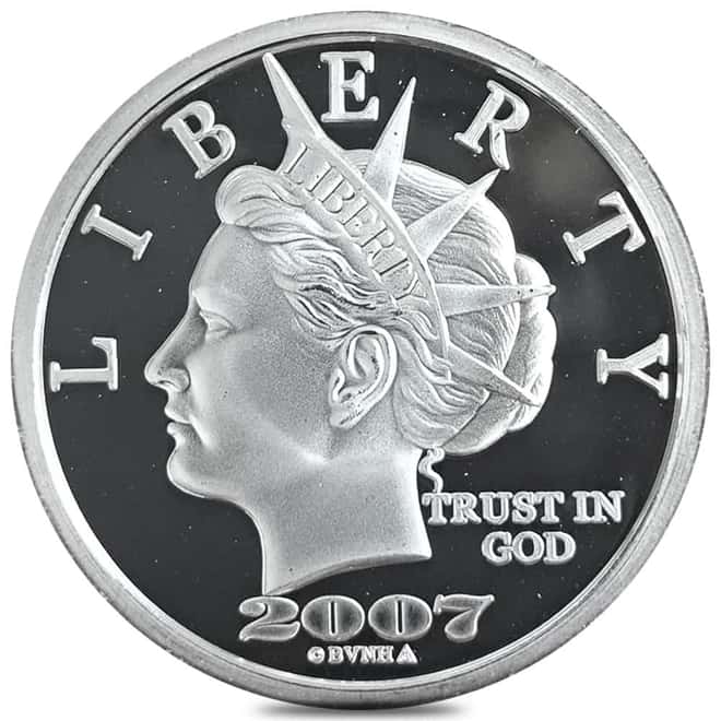 2007/2006 1 oz NORFED Liberty Dollar Silver Round Hallmarks .999 Fine