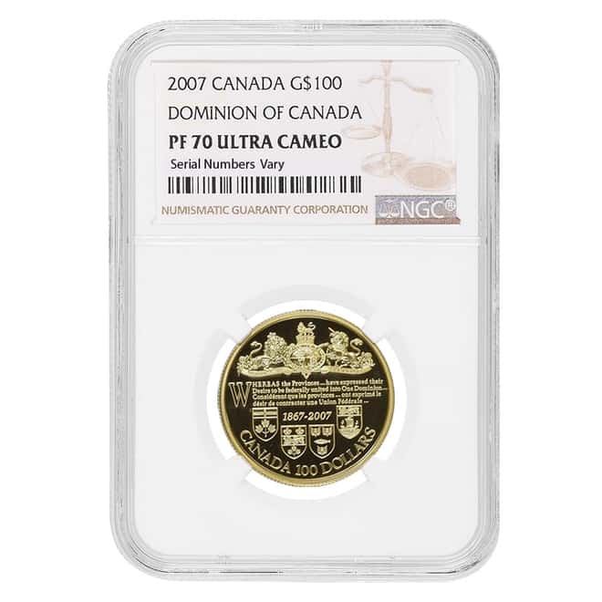 2007 Dominion of Canada $100 Proof Gold Coin NGC PF 70 UCAM (AGW .225 oz)