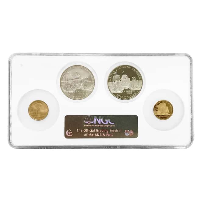 2007 W/P Gold Silver Jamestown Commem 4-Coin Set NGC MS/PF 70