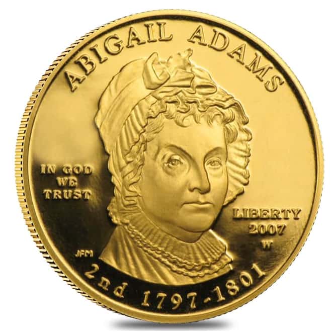 2007 W 1/2 oz $10 First Spouse - Abigail Adams Gold Proof Coin (w/Box & COA)