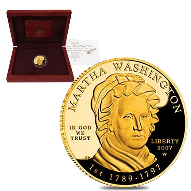 2007 W 1/2 oz $10 First Spouse - Martha Washington Gold Proof Coin (w/Box & COA)
