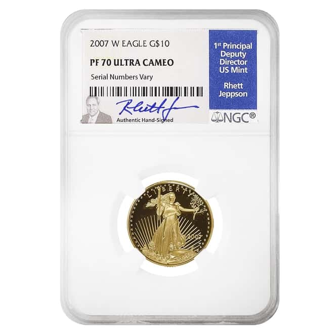2007 W 1/4 oz $10 Proof Gold American Eagle NGC PF 70 UCAM (Rhett Jeppson Sign)